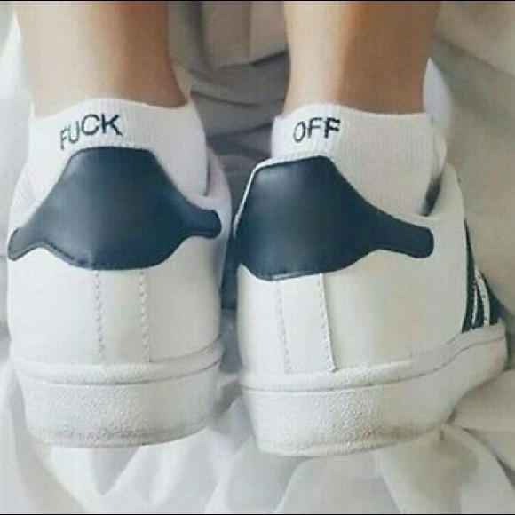 1 Pair Fuck Off White Ankle Socks - Picture 6 of 6